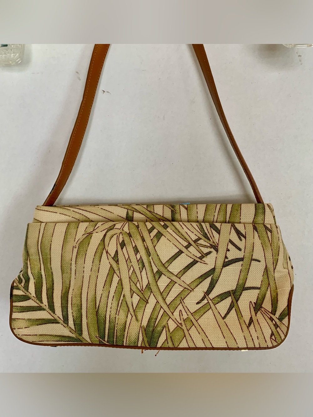 Y2K Green Palm-Print Shoulder Bag